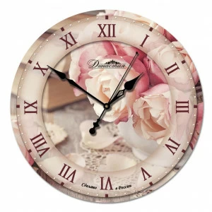 Часы настенные стеклянные розовые "Розы" ДИНАСТИЯ ЦВЕТЫ 00-3967426 Розовый