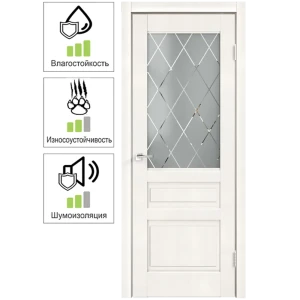 Дверь межкомнатная Летиция остеклённая ПВХ цвет дуб пломбир  70x200 см (с замком и петлями)