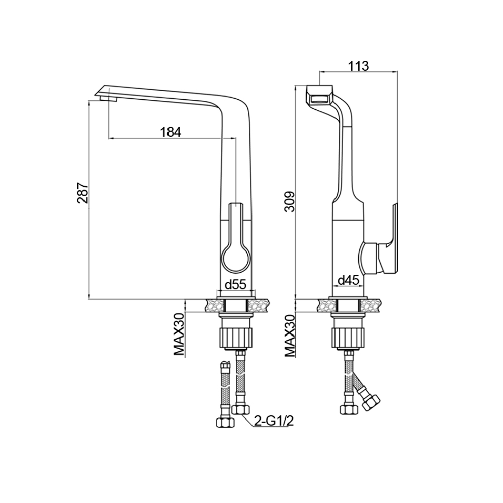 Смеситель для кухни Raiber Zigen R1903 однорычажный, боковой R1903 Santreyd  - Вид №2