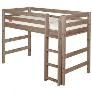 Кровать Flexa Classic полувысокая с прямой лестницей, коричневая, 200 см
