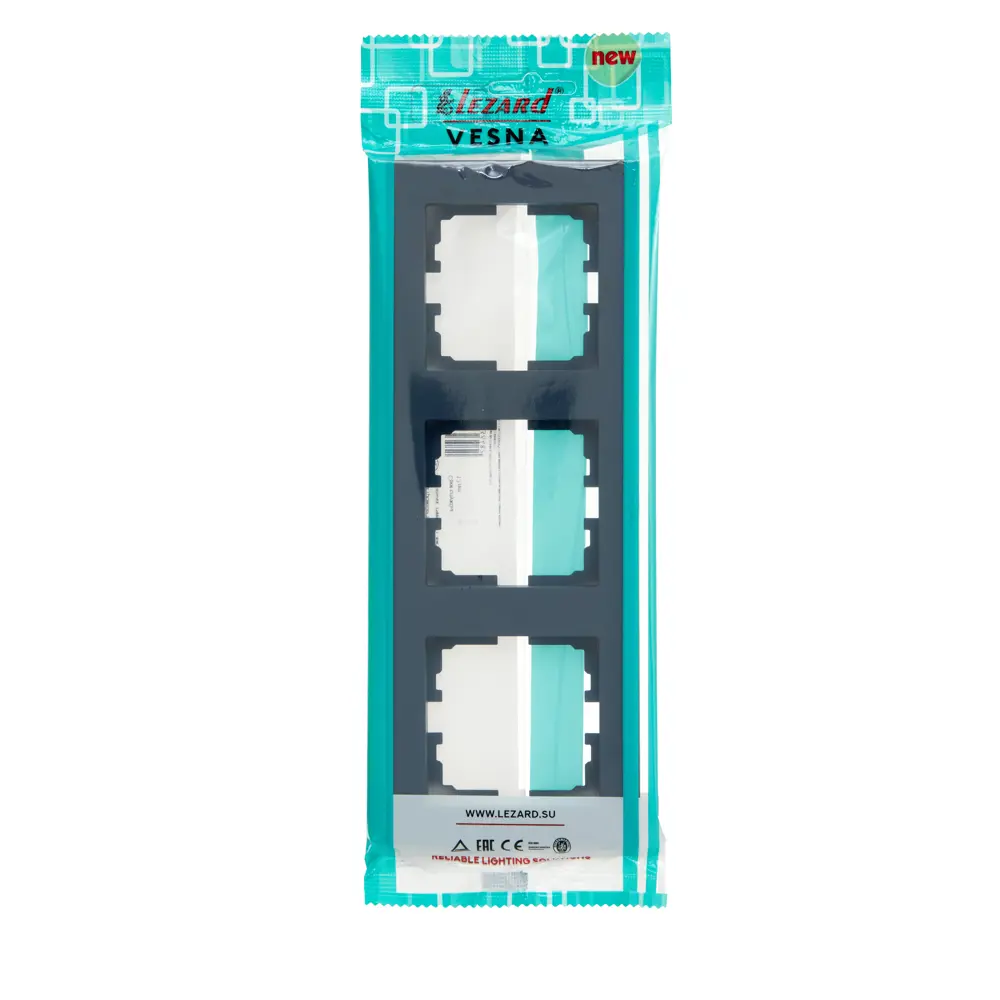 Рамка Lezard Vesna для тройной розетки в графитовом цвете 89337215 STLM-1575368 - Вид №1