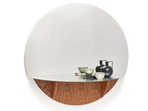 Настенное круглое зеркало с полкой