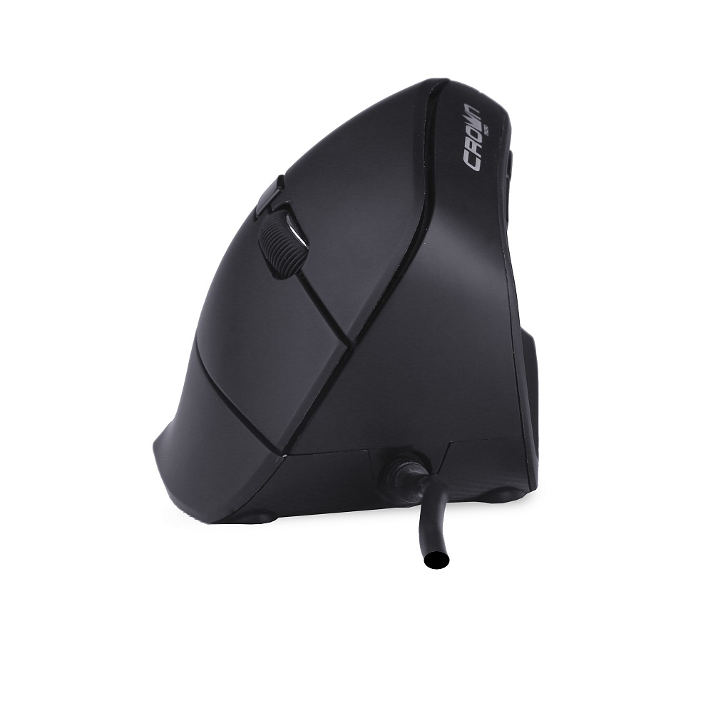 CMM-960 Health Мышь проводная usb (black, вертикальная (профилактика туннельного синдрома) , soft-touch; 6 кнопок;1000/1600 dpi; led индикатор; длина провода: 1.8м; usb ,plug & play) Crown Santreyd  - Вид №2