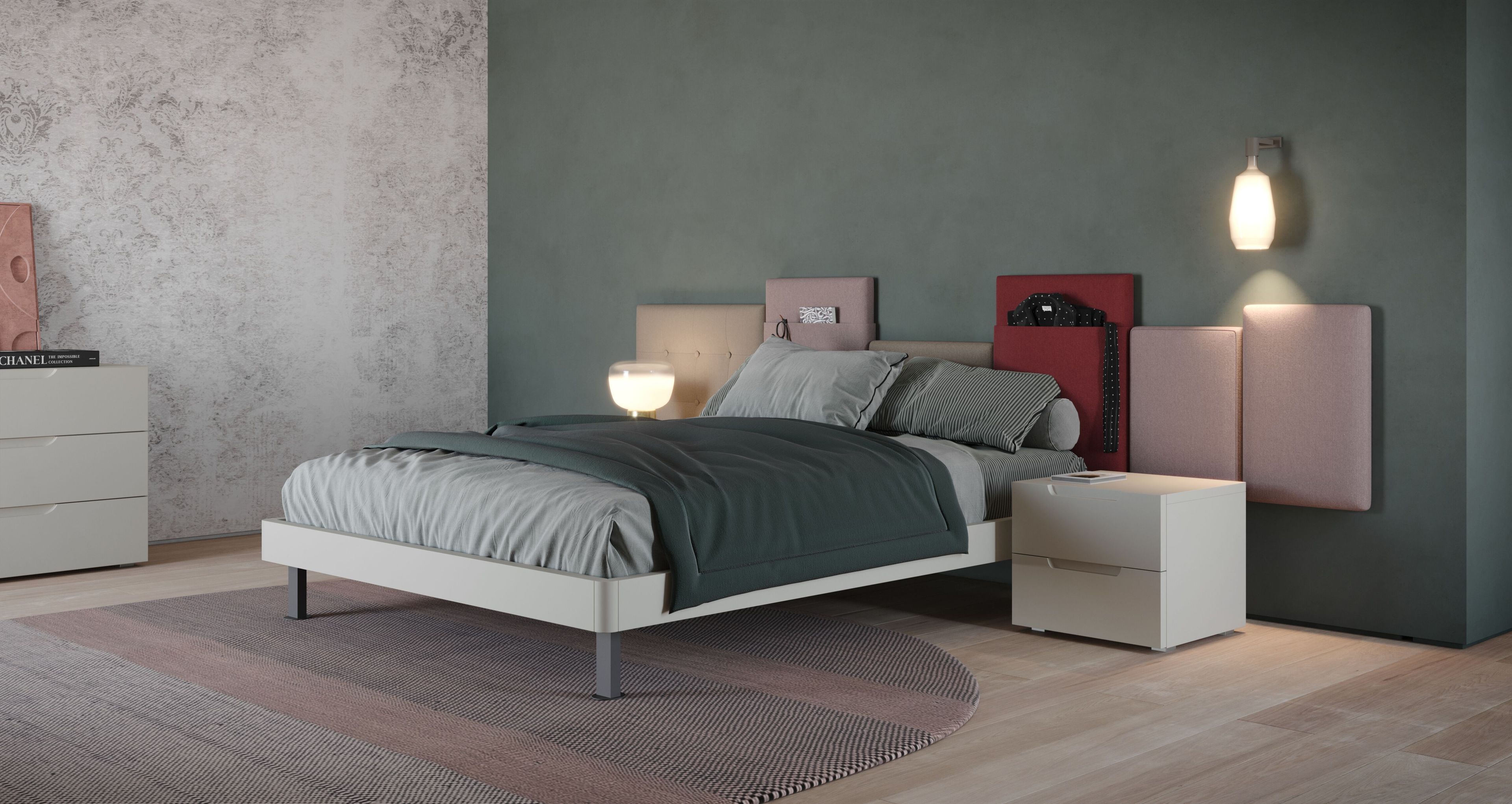 Двуспальная кровать из ткани с изголовьем контейнера Giessegi CITY ARCH-00028338 - Вид №2