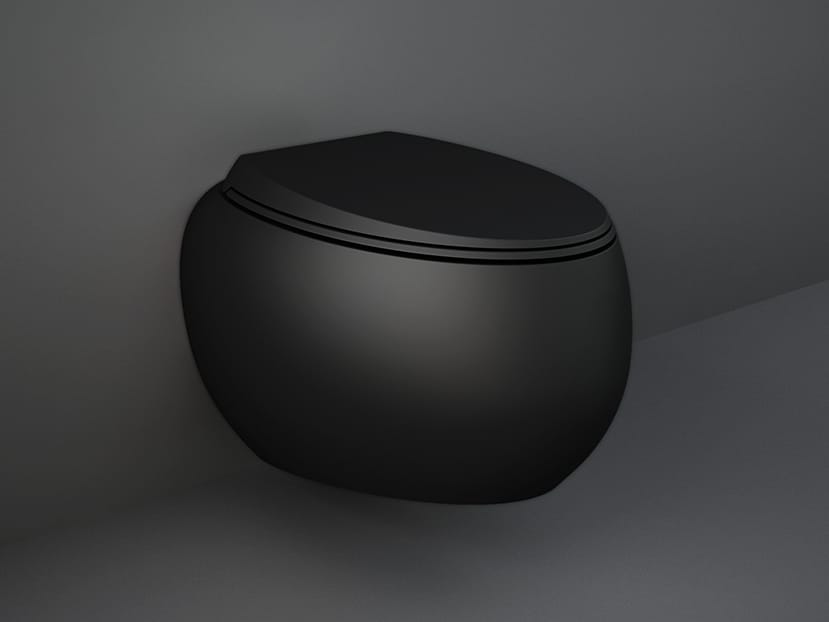 Керамический подвесной туалет без бриды RAK Ceramics RAK-Cloud Matt Black ARCH-00012585