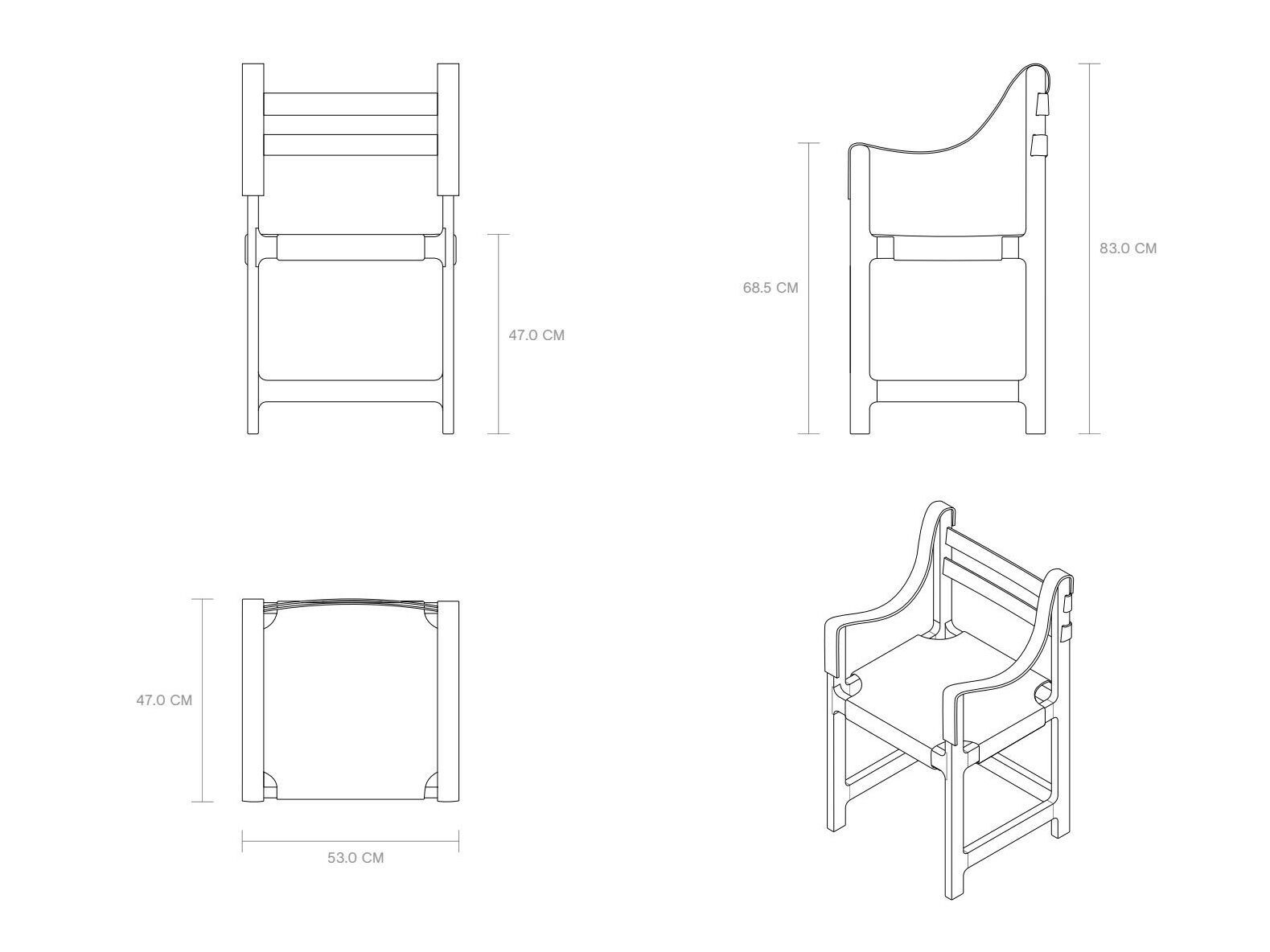 Деревянный и кожаный стул с подлокотниками Phantom Hands Джеффри Бава ARCH-00009392 - Вид №3