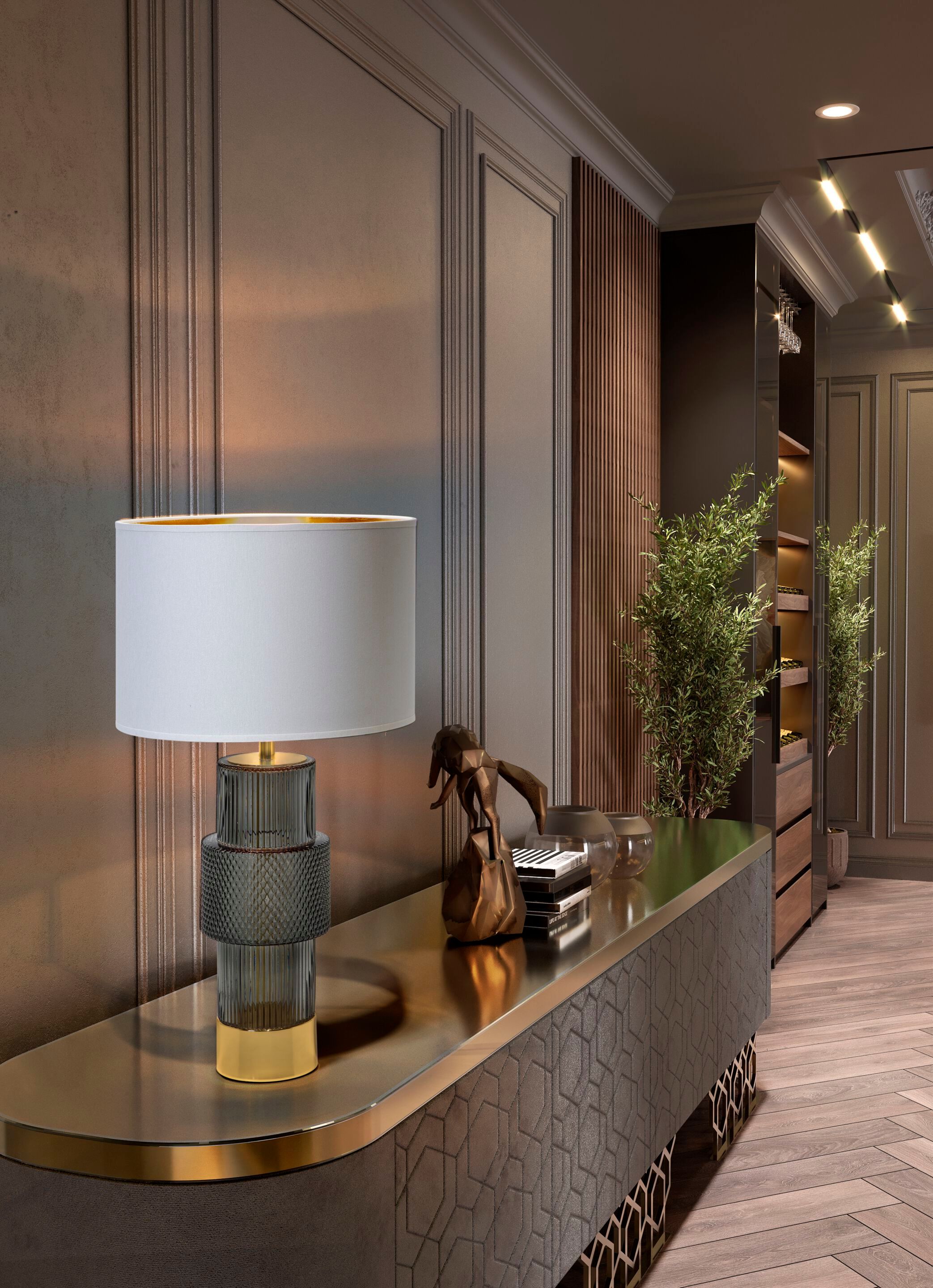 Настольная лампа из стекла и ткани K-Lighting BAST ARCH-00144067 - Вид №5