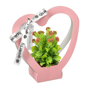 Пакет для цветов "Сердце" розовый, с лентой QWERTY