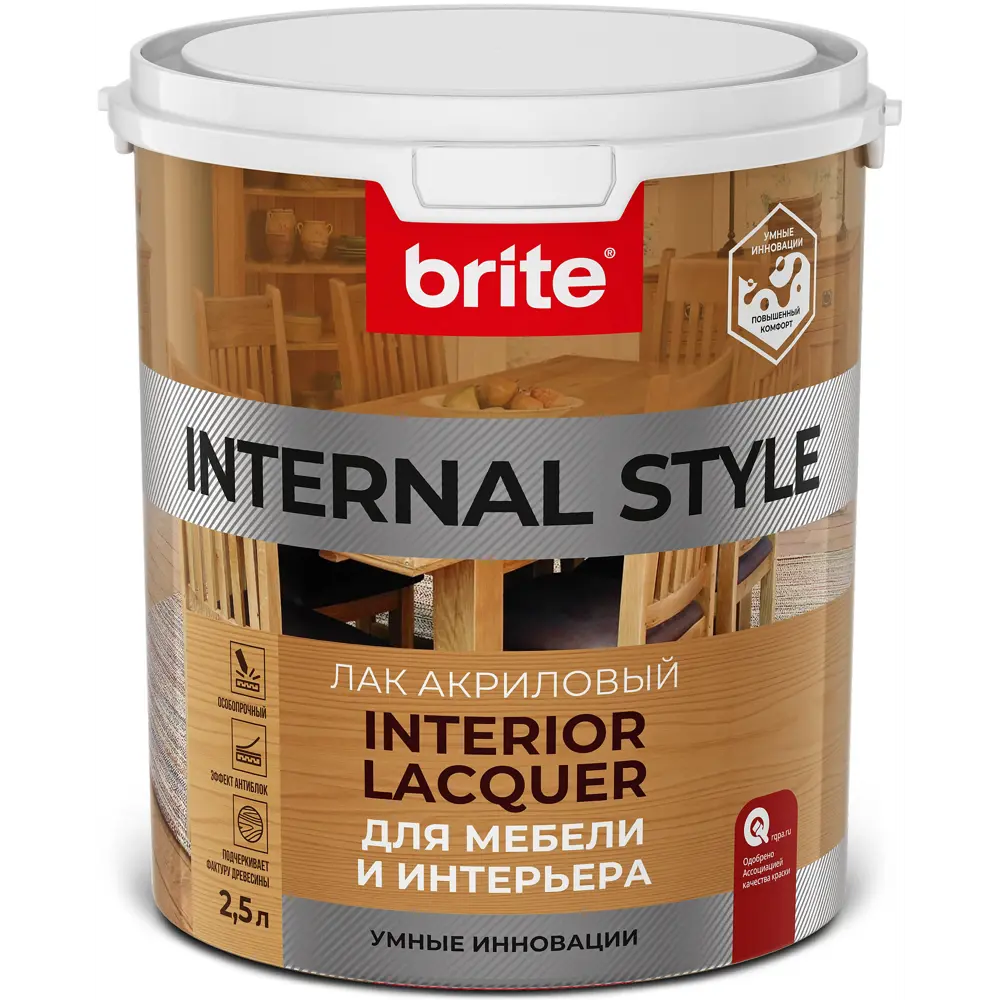 Акриловый лак BRITE Internal Style для мебели и интерьера, 2.5 л 86778515 STLM-0071545 - Вид №1