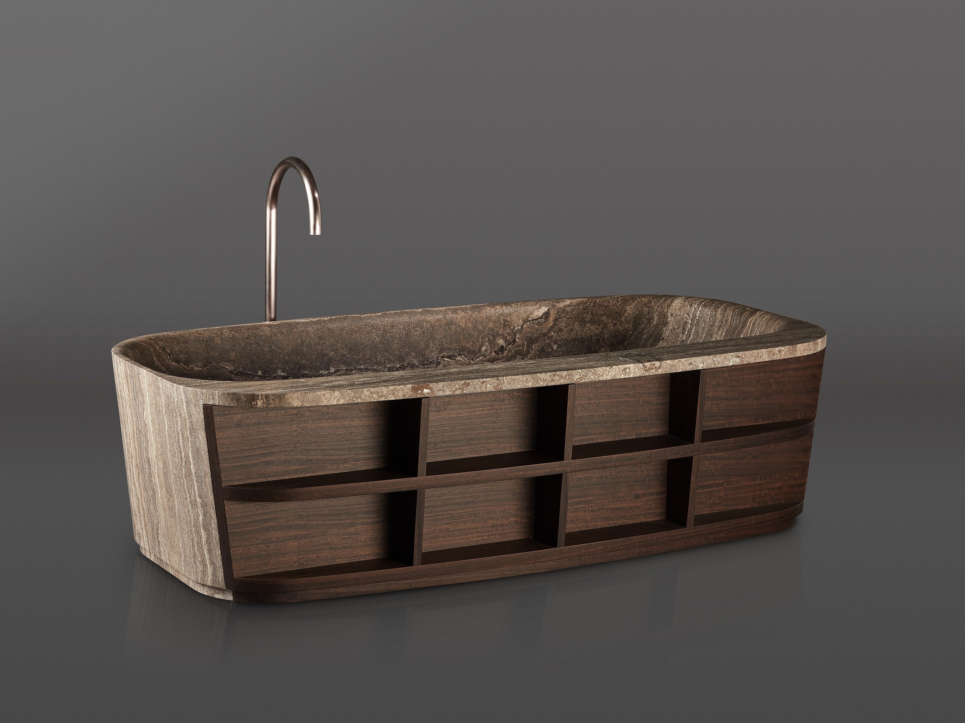 Ванна в центре комнаты из мрамора и дерева Kreoo Hug ARCH-00007890