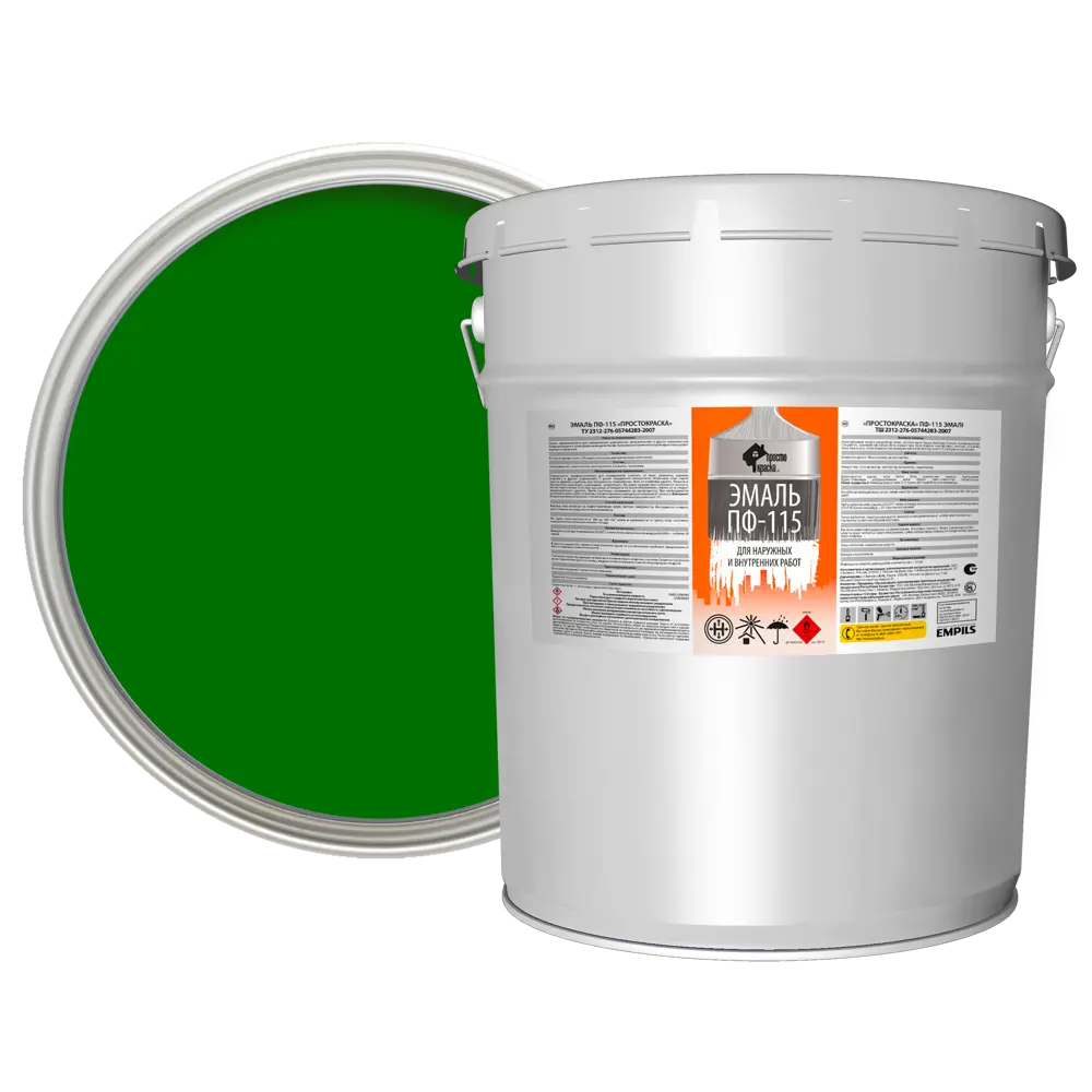 Эмаль Простокраска ПФ-115 полуматовая цвет зеленый 20 кг STLM-2058648