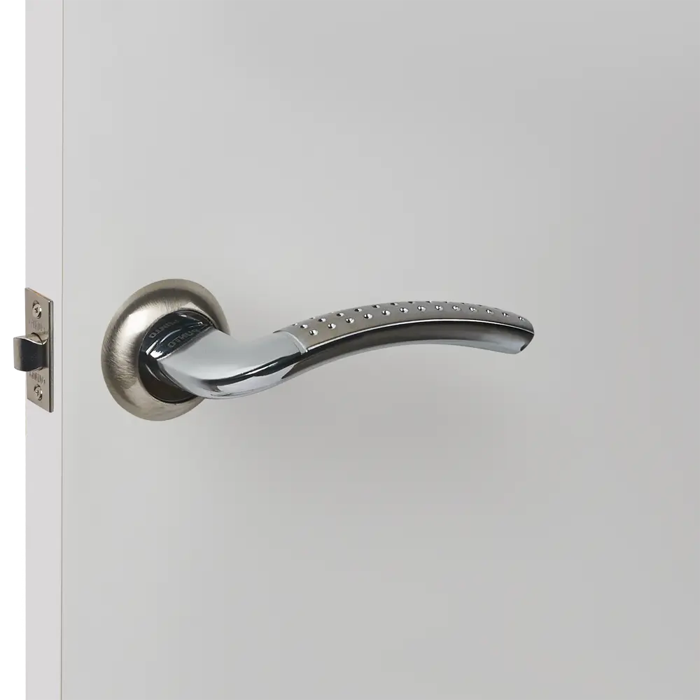 Ручки дверные на розетке Logica 4 алюминий цвет матовый никель/хром PUNTO STLM-2020128 - Вид №4