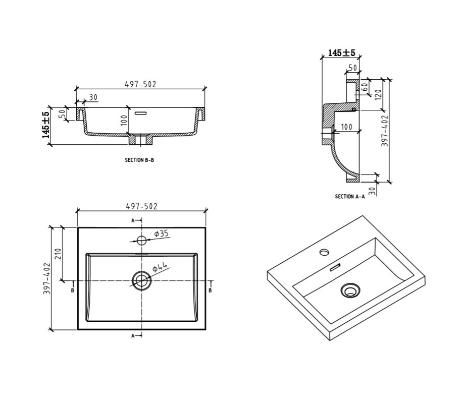 Мебель для ванной BelBagno PIETRA MINI-500AS-SCM  - Вид №7