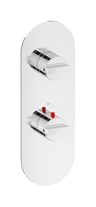 EUA612IINHJ Комплект наружных частей термостата с дивертером на 2 потребителя - вертикальная овальная панель с ручками Hey Joe IB Aqua - 2 потребителя с дивертером