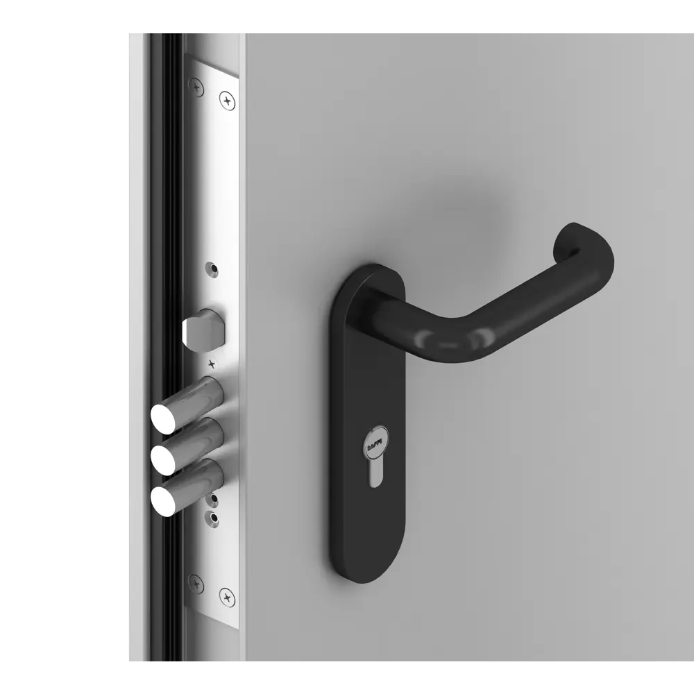 Дверь противопожарная EI60 остекленная 145x205 см левая RAL7035 DOORHAN STLM-2171293 - Вид №1