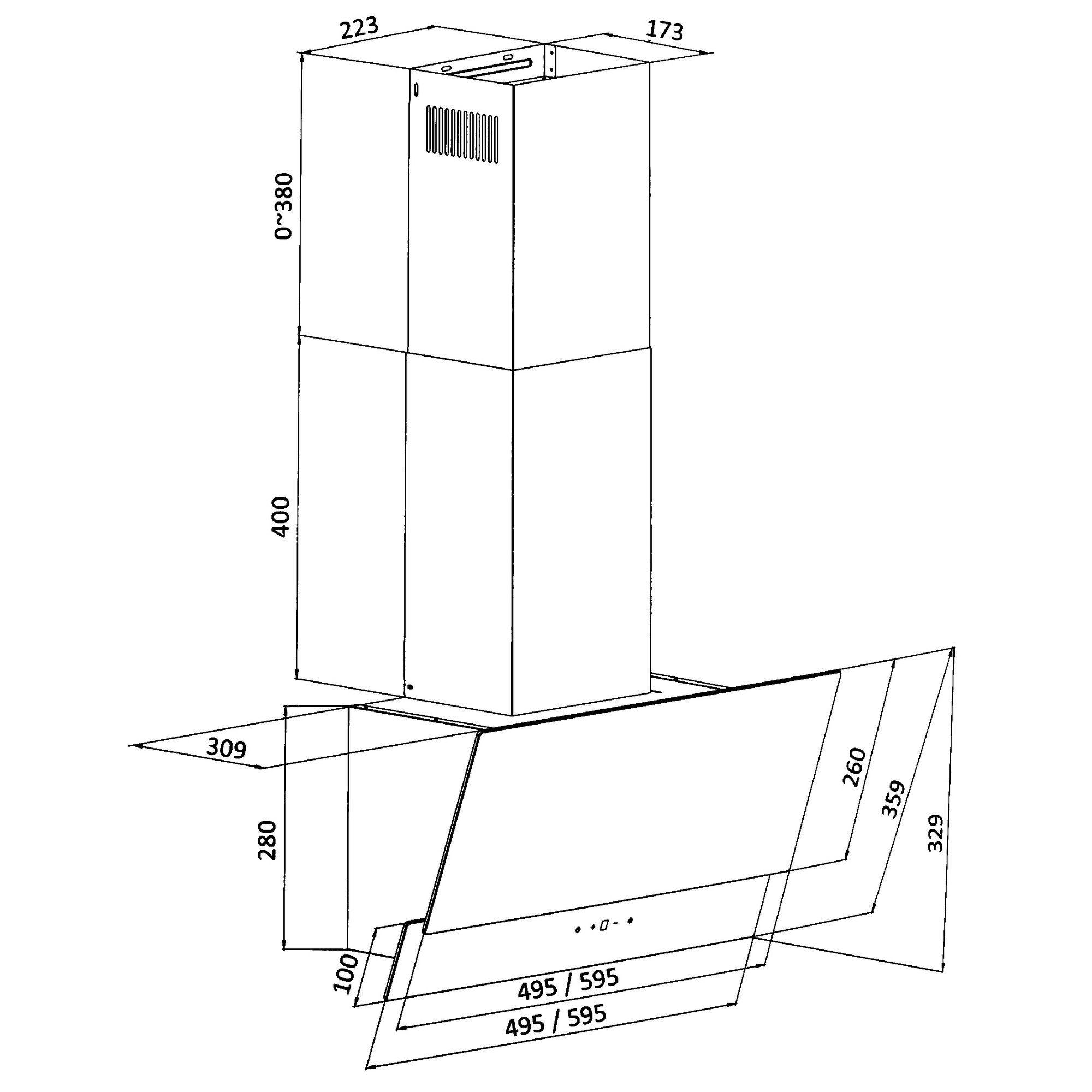 9160550 Вытяжка наклонная DEXP CH50-SVF белый/белый STDN-0105196 - Вид №12