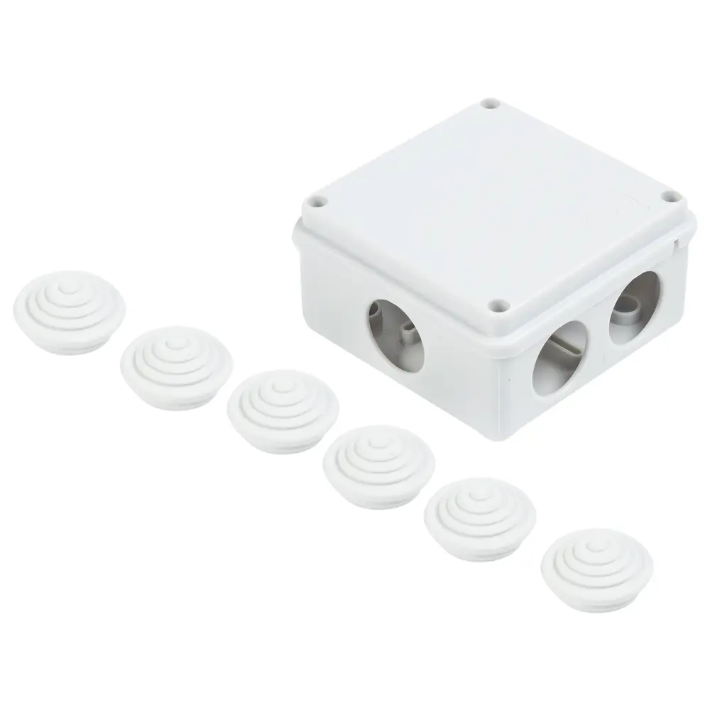 Распределительная коробка открытая Экопласт 100х100х55 мм 6 вводов IP55 цвет серый STLM-2023505 - Вид №1