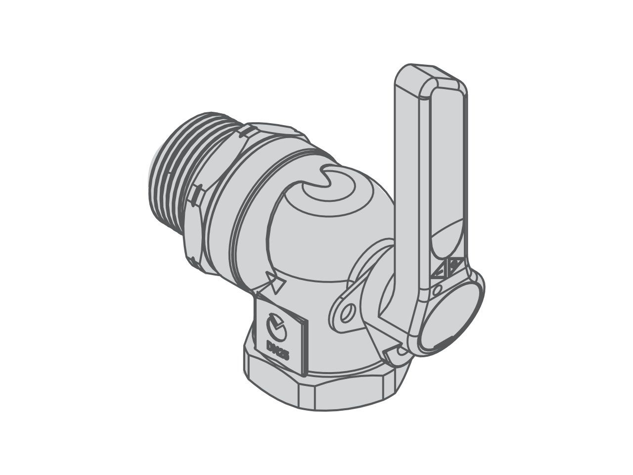 Клапан 90° для двухтрубного газового счетчика с запираемым рычагом TECO ARCH-00121571 - Вид №2