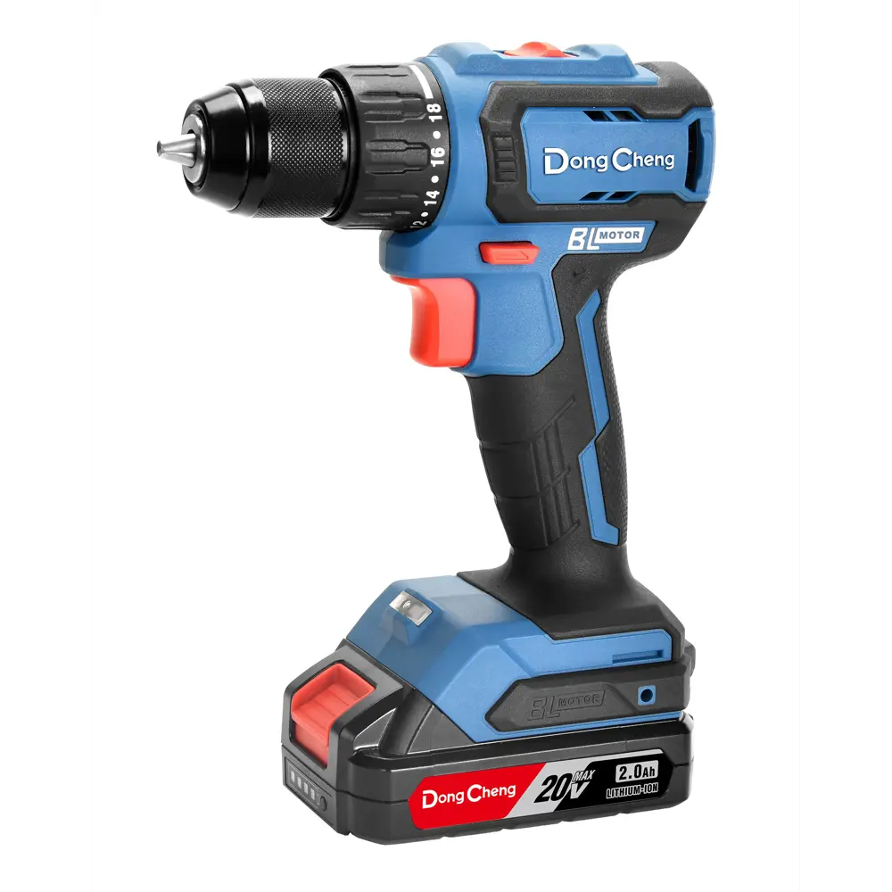 Дрель-шуруповерт аккумуляторная бесщеточная Dongcheng DCJZ2040, 20 В Li-ion 2x2 Ач STLM-2018051
