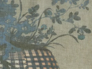 KOHRO Льняная ткань с цветочными мотивами  K0001039
