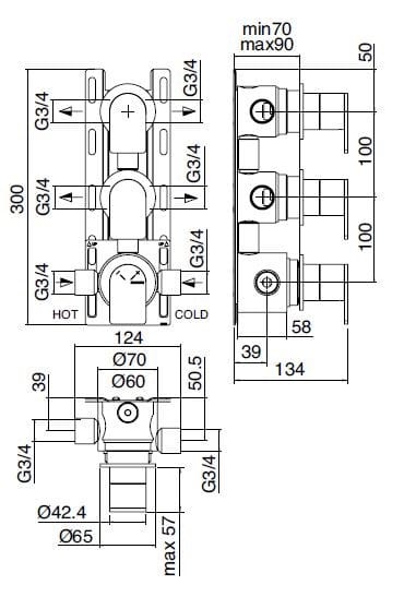 Термостатический смеситель для душа из нержавеющей стали Zazzeri Q316 ARCH-00109989 - Вид №3