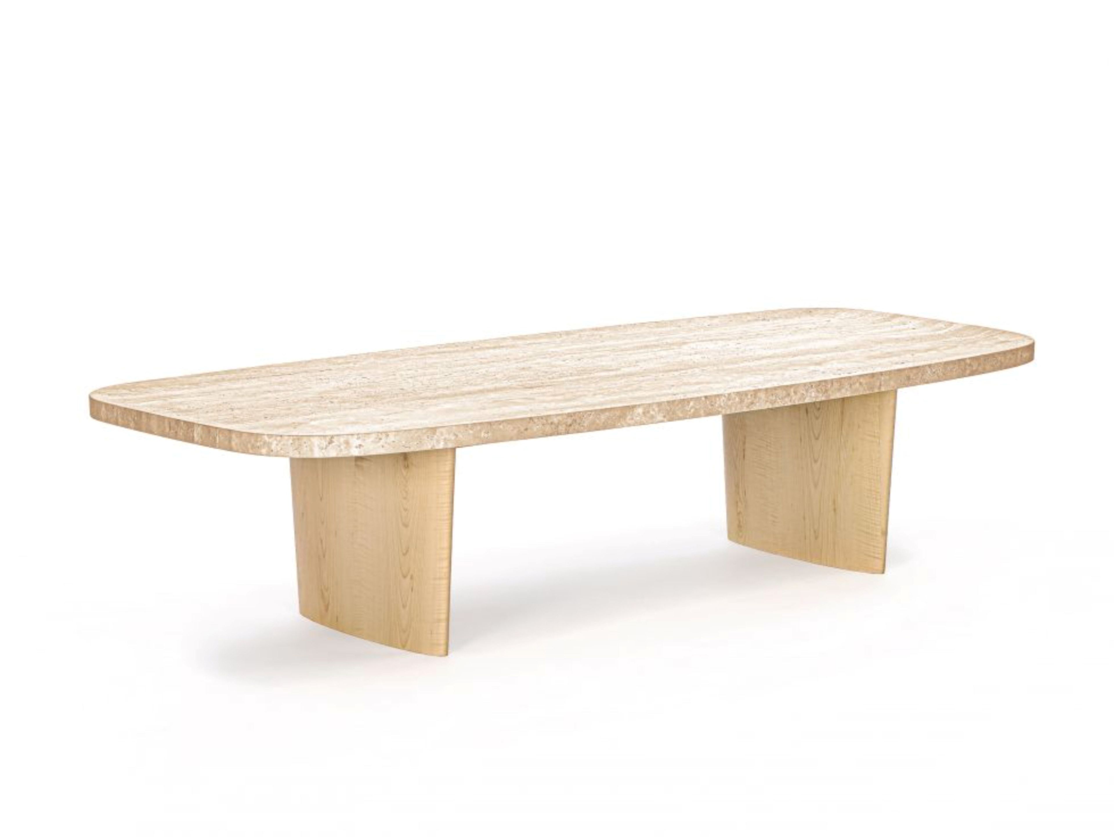 Прямоугольный журнальный столик из травертина и дерева Classicon Matéria ARCH-00084420 - Вид №1