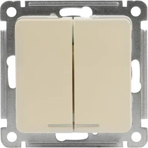 Выключатель встраиваемый Hegel Мастер 2 клавиши с индикатором цвет слоновая кость