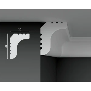 Плинтус Decostar PolyStyle SG-20/25 на потолок, полистирол (XPS) белый 2000x25 мм