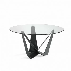 Обеденный стол круглый стеклянный c черными ножками CT2061 от Angel Cerda ANGEL CERDA  00-3865613 Прозрачный;черный