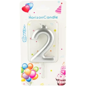 Свеча Horizon Candles для торта Цифра 2 металлик