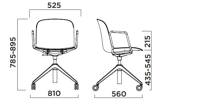 Регулируемое по высоте кресло из полипропилена с колесами и подлокотниками Infiniti Relief ARCH-00043615 - Вид №2