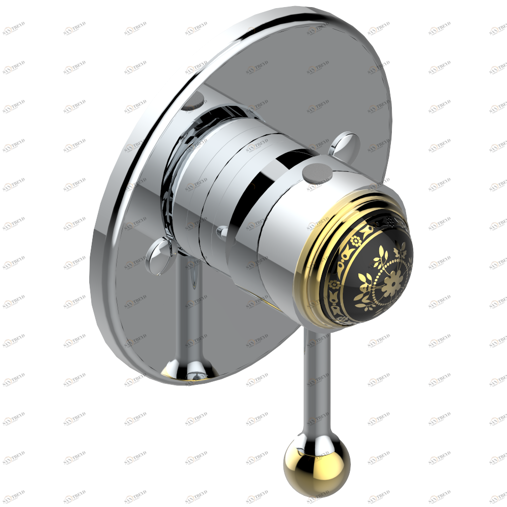 A7F-6540B Внешняя часть смесителя для душа однорычажного встраиваемого в стену 06540 Thg-paris Marquise чёрный с золотым декором Хром/золото A7F 6540B CAT.A