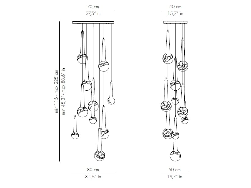Люстра из дутого стекла Patrizia Volpato лунные капли ARCH-00039469 - Вид №6