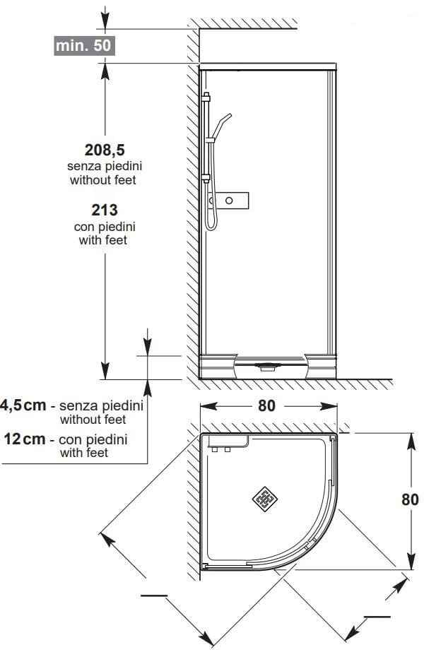 Полукруглая угловая душевая кабина с раздвижной дверью Kinedo K500 ARCH-00045658 - Вид №2