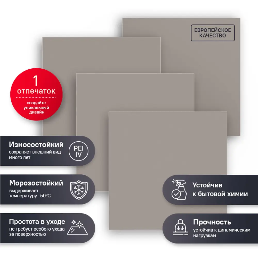 Глазурованный керамогранит Ecogres Экогамма EM03 60x60 см 1.44 м² неполированный цвет серый STLM-2194275 - Вид №9