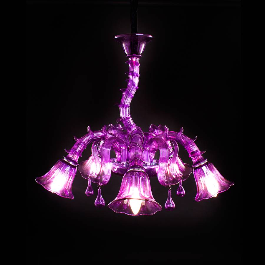 Подвесная люстра Arte Lamp Corno A8023LM-5CC фиолетовая ARTE LAMP ДИЗАЙНЕРСКИЕ, CORNO 056384 Фиолетовый  - Вид №3