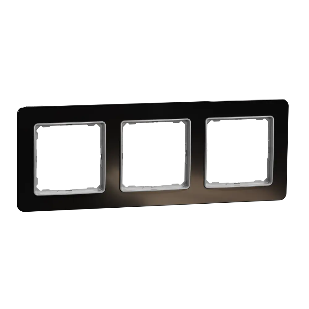 Рамка для розеток и выключателей Systeme Electric Sedna Design 3 поста, цвет чёрное стекло STLM-2159483 - Вид №1