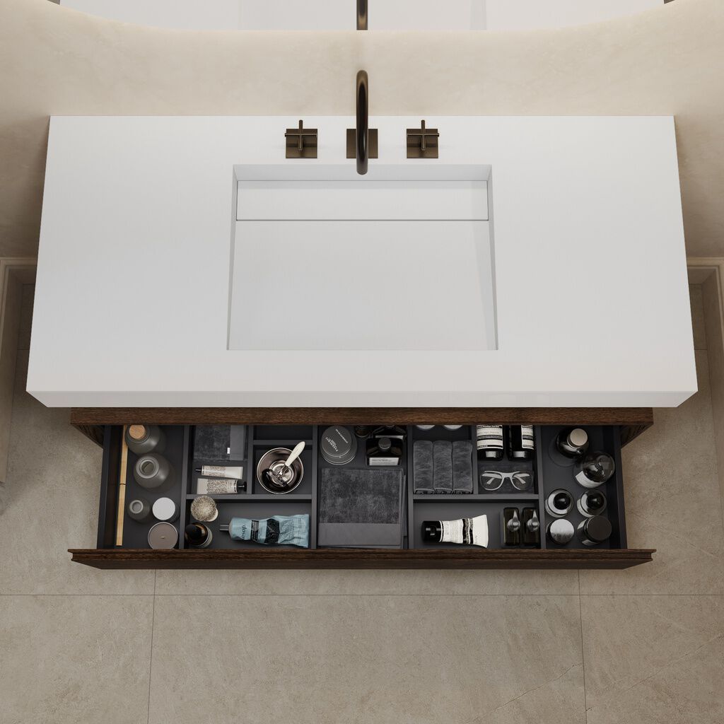 Подвесной шкаф для ванной комнаты из массива дерева с ящиками RILUXA Gaia ARCH-00086548 - Вид №7