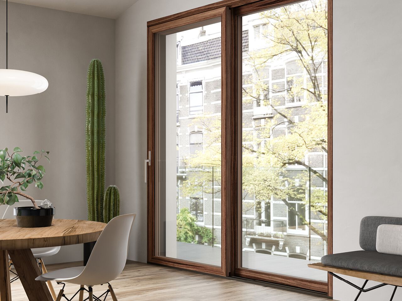 Экологичное и теплоизоляционное окно из алюминиевого дерева Sciuker Frames SKILL ARCH-00021631 - Вид №1