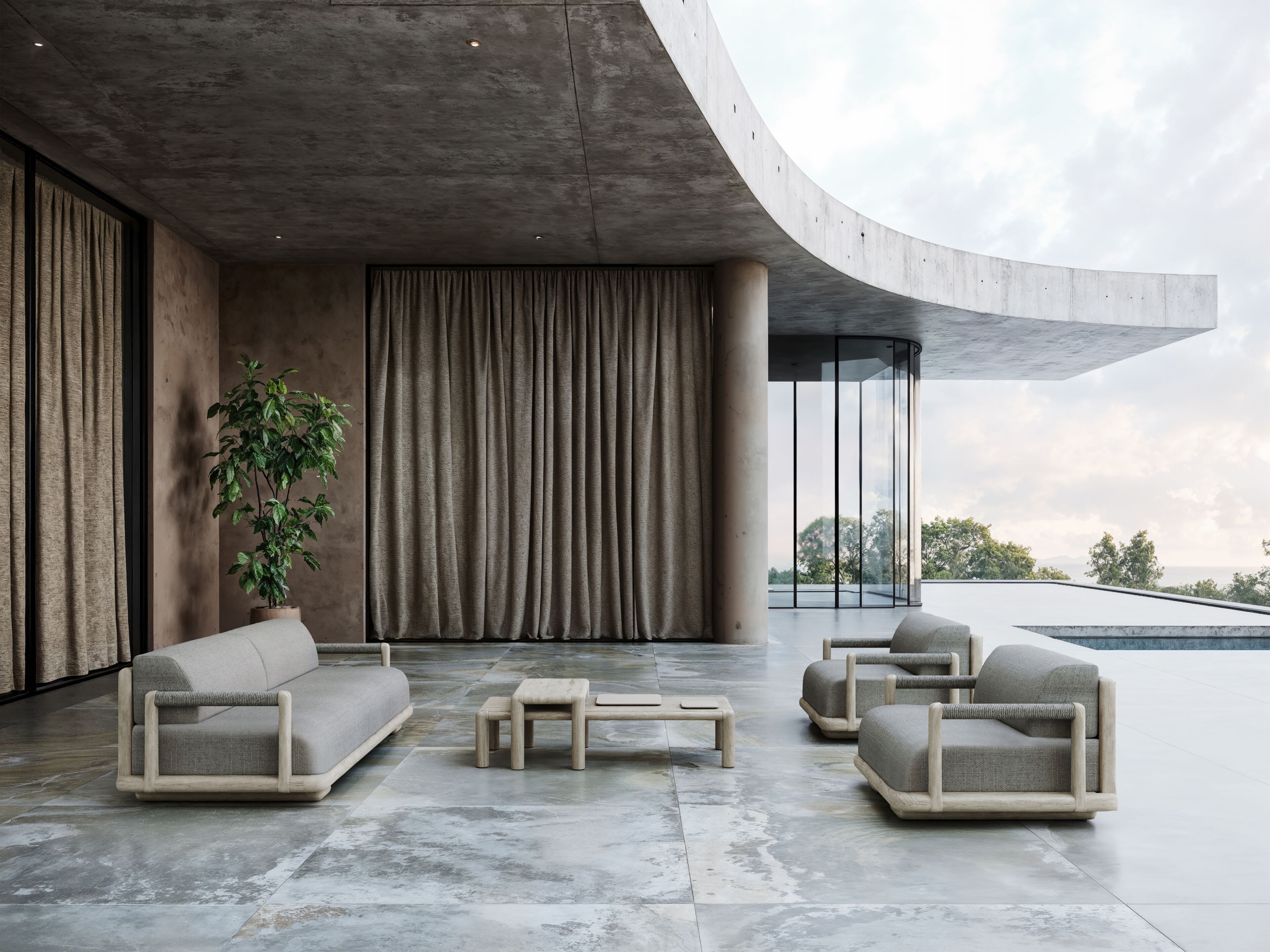 2-местный тканевый садовый диван SNOC Caleo ARCH-00111877 - Вид №1