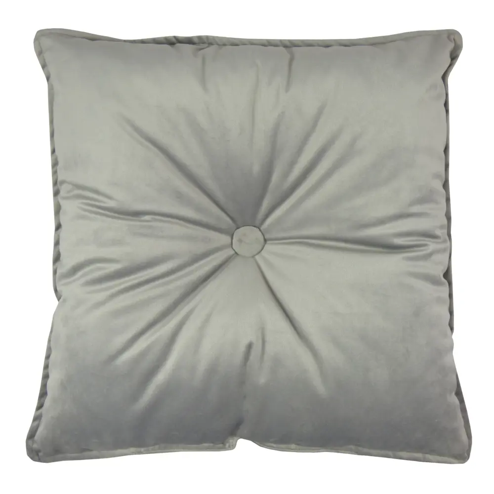 Подушка с пуговицей Бархат 43x43 см цвет серый LINEN WAY STLM-2091906