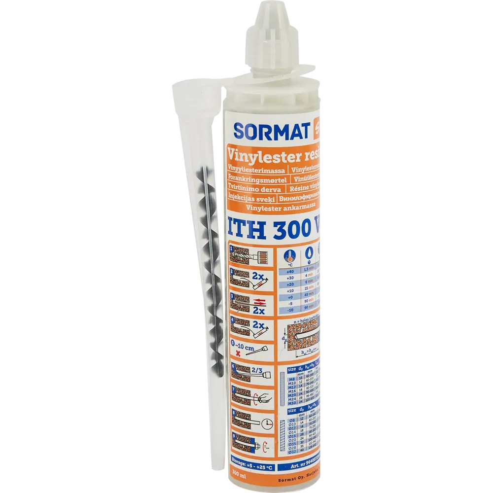 Химический анкер Sormat ITH 300 VE для прочного монтажа в бетон и кирпич 85585314 STLM-0064270