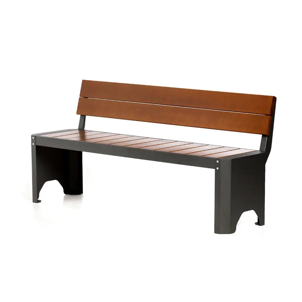 Скамья садовая City S CI-160S 166x56x79 см дерево черный/коричневый GRATAR STLM-2157301