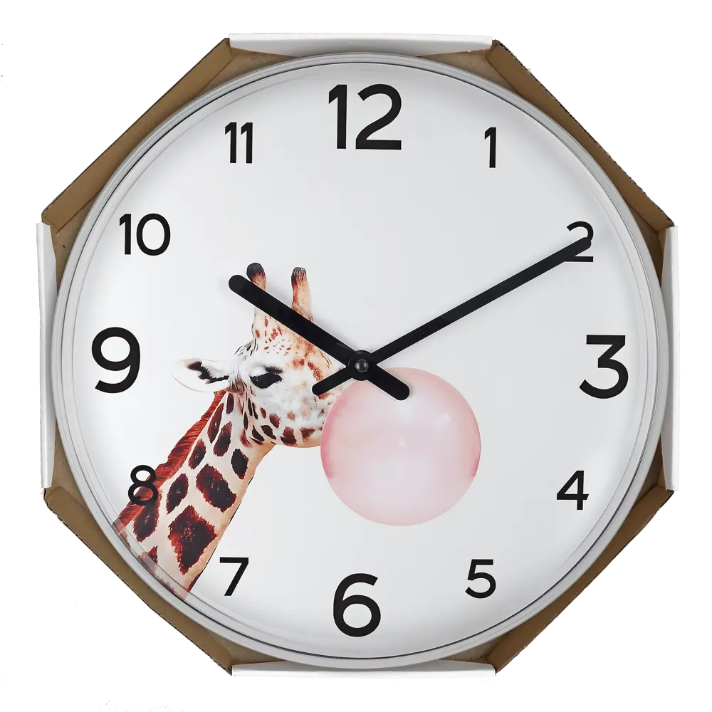 Часы настенные Troykatime Жираф круглые пластик цвет бело-розовый бесшумные ø30 см Детские STLM-2084679 - Вид №3