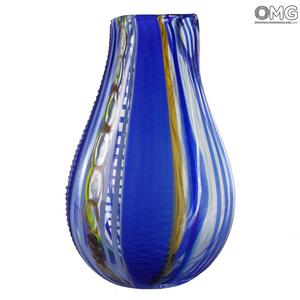 4400 ORIGINALMURANOGLASS Ваза Синяя Лагуна - Афро Челотто - муранское стекло OMG 34 см