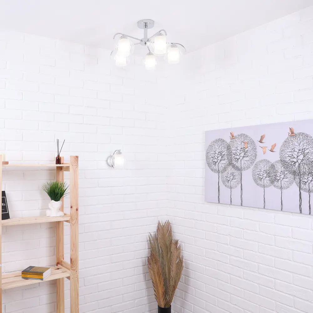 Люстра SCHAFFNER Divo 4410 - неоклассическая пятирожковая с хромированной штангой 89426417 STLM-1571461 - Вид №10