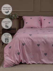 90650598 Комплект постельного белья Мако-сатин 31467, евро, микрофибра цвет розовый STLM-0323502 AMORE MIO