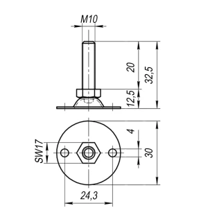 91954252 Опора регулируемая винтовая Алтервиа M10x20 до 280 кг STLM-1535980