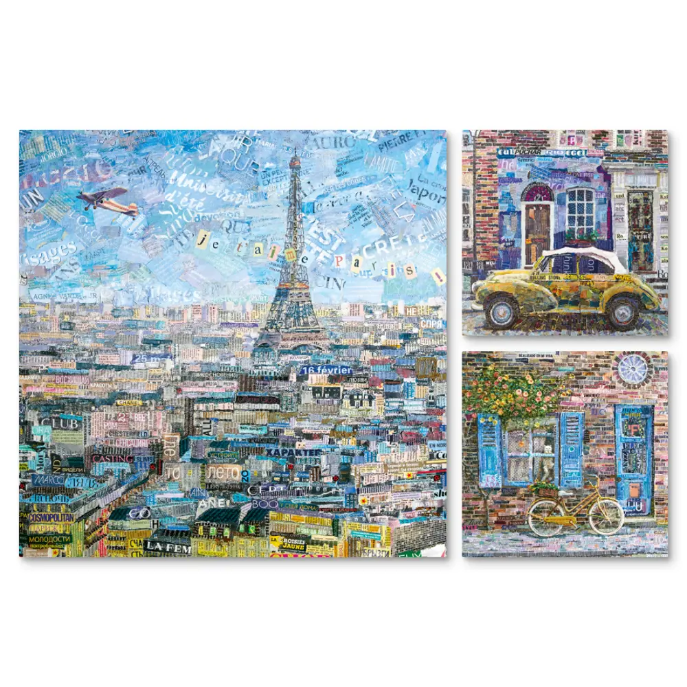 Картина на МДФ Улочки Парижа 30x60 см 3 шт POSTERMARKET STLM-2065195