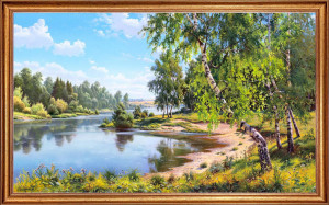 93878544 Картина на холсте Берёзы у реки, 68х108 см STLM-0602087 РУССКАЯ КОЛЛЕКЦИЯ